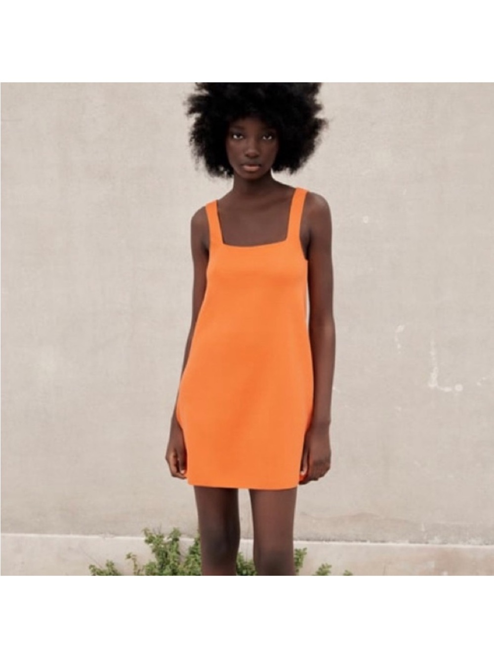 NWT Zara Orange Square-Neck Mini Dress